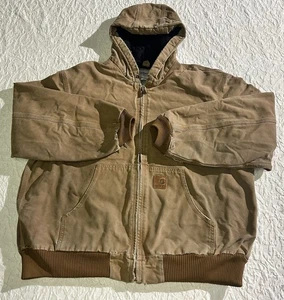 Carhartt Thrashed Men's XL Tan Brown Jacket 14806 Quilted Interior Heavy Duty - Picture 1 of 24