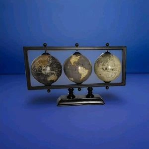 3 Rotating World Globe In One Piece World Glove Trio Display For Home Office - Picture 1 of 8