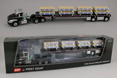 DCP 1:64 *BLACK & SILVER* MACK Pinnacle Day Cab w/Flatbed Trailer & Paper Tubes - Image 1 of 4