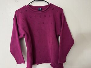 Gap Sweater Pullover Women XL Purple Knit Wool Crew Neck Long Sleeve Roll Neck
