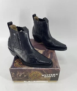 Men's Donato Marrone Western Boots Cowboy Ankle Boots 17400 Black Size 10.5 NEW - Picture 1 of 7