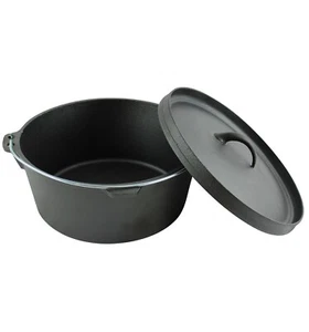 12 qt Cast Iron Dutch Oven Inverted Flanged Lipped Lid 11.4 LT Pre Seasoned Camp - Picture 1 of 10