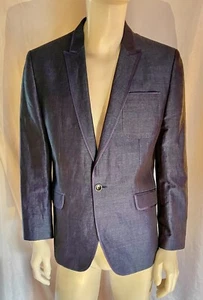 Ted Baker One-Button With Enhanced Trim A Solid Blue Sport Coat Blazer Size 42 R - Picture 1 of 16