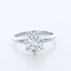 ANILLO SOLITARIO CLÁSICO DE 6 PUNTAS PLATINO CORTE REDONDO D/VS2 DIAMANTE NATURAL 2,0 QUILATES - Imagen 1 de 7