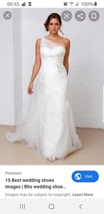 Melissa Sweet One Shoulder Wedding Dress MS251003 Color IVORY Size 2 w/ Bag - Picture 1 of 11