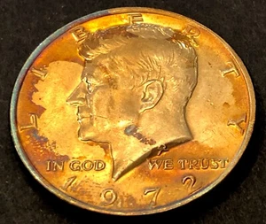 1972-P KENNEDY EAGLE BACK HALF DOLLAR - MS BU - BEAUTIFULLY TONED - 2 - Picture 1 of 2