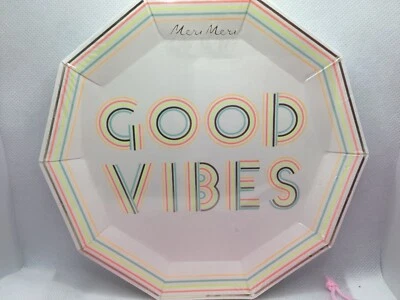 New Meri Meri Good Vibes Plates and Napkins for any occasion.Birthday,Graduation - Image 1 of 4