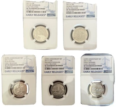 2017 S 225th Anniversary 5-Quarter Set SP70 Enhanced Finish Early Releases - Image 1 of 4