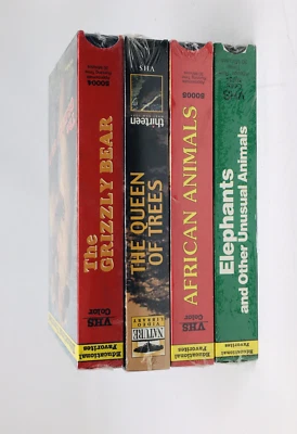 Lot 4 VHS Tapes Animals Nature Grizzly Bear Animals Elephants Trees Homeschool - Image 1 of 4