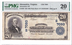 $20 1902 PB National 🇺🇸 ALEXANDRIA Virginia VA 🇺🇸 MEGA RARE 🇺🇸 - Picture 1 of 2