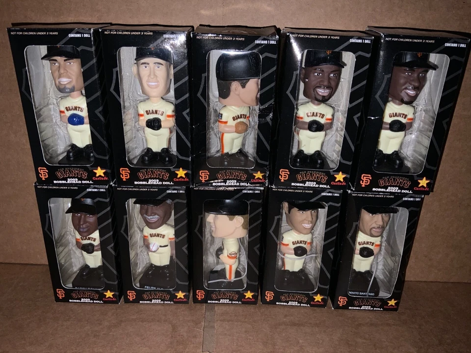 Carl's JR. San Francisco Giants 2003 Mini 4" Bobblehead juego de 10 jugadores con cajas Foto 1 de 1