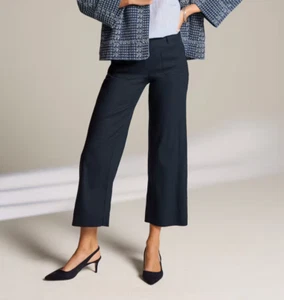 J Jill Linen Stretch Wide Leg Crop Women's Size Large Tall Navy Blue Pants - Picture 1 of 13