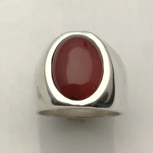 ANILLO PARA HOMBRE MJG PLATA ESTERLINA. 18 x 13mm CABUJÓN DE CORNALINA. TALLA 10 3/4 - Imagen 1 de 6