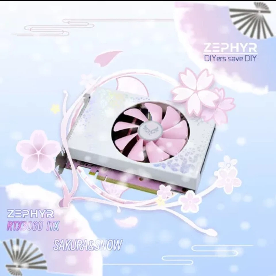 GPU Zephyr White Rtx 3060 12gb Mini Itx Card Nvidia Cute Sakura Blossom  - image 1 of 4
