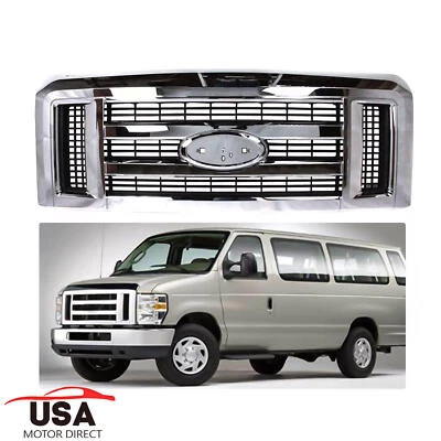 For 2008-2021 Ford E-350 Super Duty 2008-2014 E-250 E-150 Gray Grille Assembly - Image 1 of 4