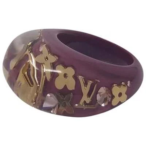 Louis Vuitton Borgoña Oro LV Dije Inclusión Anillo 6 Talla Cristal - Imagen 1 de 8
