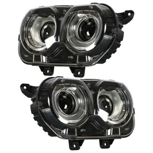 For dodge Challenger 2015 2016 2017 2018 Halogen Left+Right Side Black Headlight - Picture 1 of 12