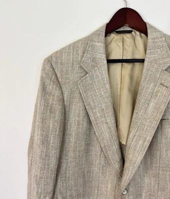 Vintage Cricketeer Men’s Wool Tweed Sportcoat Size 44" Chest Beige Windowpane - Image 1 of 4