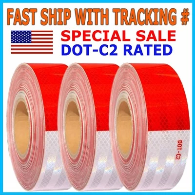 Remolque reflectante Conspicuity Tape aprobado por DOT-C2 rojo blanco 2”x50’/1 rollo Foto 1 de 4