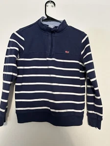 Vineyard Vines by Target Unisex 8/10 Navy Blue White Shep Pullover 1/4 Zip - Picture 1 of 6