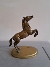 Brass Heavy Rearing Horse Figure Vintage Antique 1.9Kg On Stand 24x18cm Solid