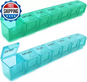 2 Pack Weekly Pill Organizer, Large 7 Day Pill Case, Daily Vitamin Case Medicine - Picture 1 of 18