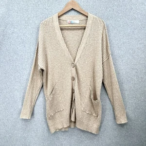 Cardigan Free People Beach con bottoni davanti marrone a costine oversize medio boho graffetta - Foto 1 di 7