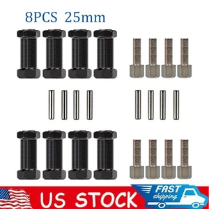 8x 12mm Wheel Hex Hub Adapter 25mm Extension For 1/10 RC Crawler SCX10 D90 Black - Picture 1 of 8
