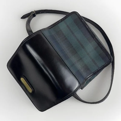 Polo Ralph Lauren Tartan Plaid Black Watch Green Navy Small Flap Shoulder Bag - Image 1 of 4