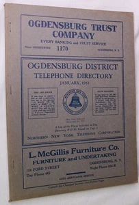 1932 OGDENSBURG NY TELEPHONE BOOK DIRECTORY GENEALOGY RESEARCH REFERENCE - Picture 1 of 7