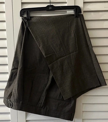 Linea Naturale Luxe Pants Mens 36x29 Brown Wool Italian Pleat Front VLV Retro - Image 1 of 4