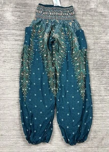 BOHO Pants Womens Medium Multicolor Pull On Smocked Waist Paisley NWT - Picture 1 of 14