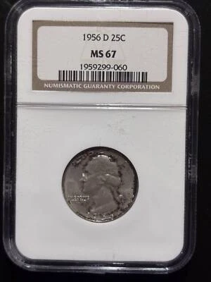 1956 D Quarter Dollars Silver Coinage NGC MS-67 - Image 1 of 4