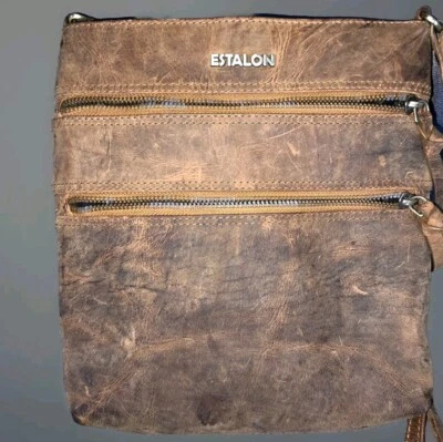 Bolso de mano de diseñador vintage unisex rústico Hobo de cuero Estalon  Foto 1 de 4