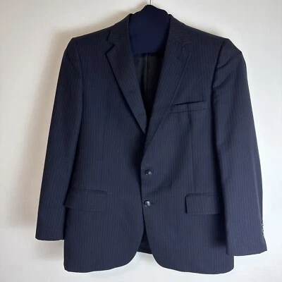 Botany 500 Navy Blue Striped 2 Buttons Mens Blazer Coat Jacket Sz Label Missing - Image 1 of 4