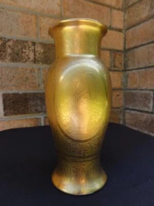 Antique Art Nouveau Gilded Vase Art Studio Signed Osborne - Picture 1 of 1