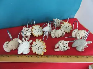 325. KENNY Double Shower Hooks for Childs Bathroom Cats Elephants Giraffes - Picture 1 of 6