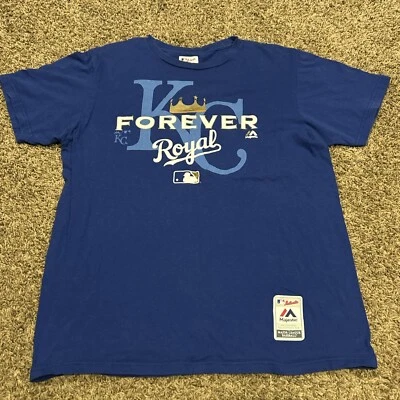 MLB Kansas City Royals Majestic Blue T Shirt Men’s L Forever Royals B29 - Image 1 of 3