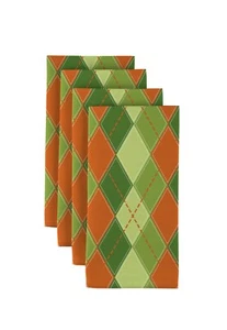 Orange & grün Argyle kariert 18" x 18" Servietten 1 Dutzend - Bild 1 von 1
