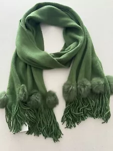 Passigatti new green acrylic scarf with rabbit fur women men very soft long - Picture 1 of 9