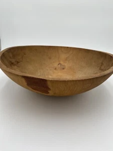 Antique Wood Dough Bowl Large Hand Turned Primative Deep Wooden Hand Made 14" - Picture 1 of 11