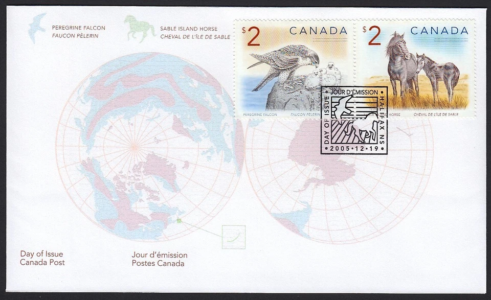 HORSE, FALCON = Official FDC New Canada 2005 #1692a - Image 1 of 2