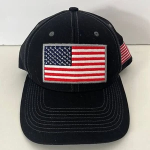 American flag cap black with logo men’s embroidered patch snapback adjustable - Picture 1 of 6