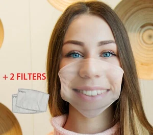 Custom Your Own Smile Mask with Filters/Pocket Washable Reusable Personalized - Picture 1 of 15