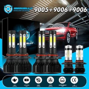 6x 9005 9006 4-Sides LED Headlight Hi/Lo+Fog Bulbs Combo Kit 6500K Super Bright - Imagen 1 de 12