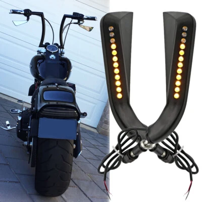 Black AXE Mirrors w/ LED Sequential Turn Signals For Harley Davidson Night Train - Imagem 1 de 4
