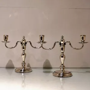 Par de candelabros modernos de plata esterlina del siglo XX Londres 1964 C.J. Vander Ltd - Imagen 1 de 12