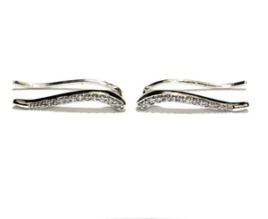 Pendientes escaladores oro blanco 10k .15ct I1-H diamantes naturales 1.5g Estate vintage - Imagen 1 de 6