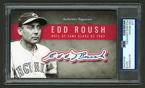 Edd Roush Signed Cut Display (PSA) Cincinnati Reds Photo Card HOF Baseball Auto - Picture 1 of 2