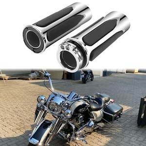1" Handlebar Hand Grips w/ Throttle For Harley Road King Glide Dyna Wide Glide - Picture 1 of 15